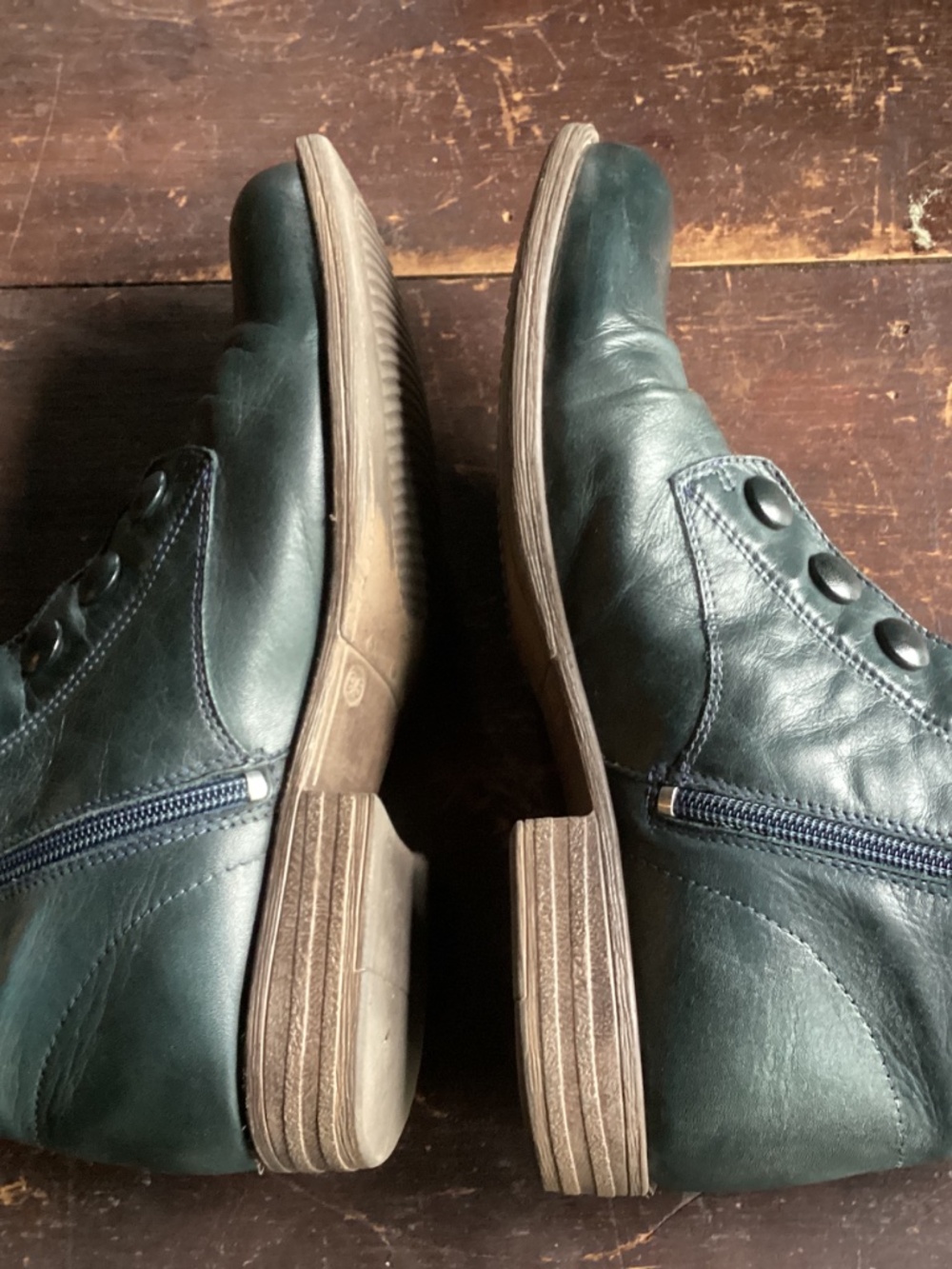 MIZ MOOZ 9.5 ANKLE BOOTS GREEN EDWARDIAN VICTORIAN STYLE LEATHER - Picture 4 of 11
